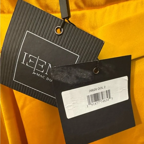 Mac Duggal Yellow Puff Sleeve Midi Dress - Picture 7 of 7